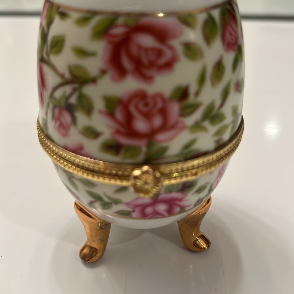 Vintage 🌸 3-Piece Mini Porcelain Set Bell, Teapot Egg Trinket Box Floral Small - Picture 11 of 16